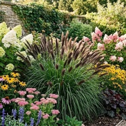Trawa-ozdobna-Pennisetum-alopecuroides-Moudry-w-ogrodzie
